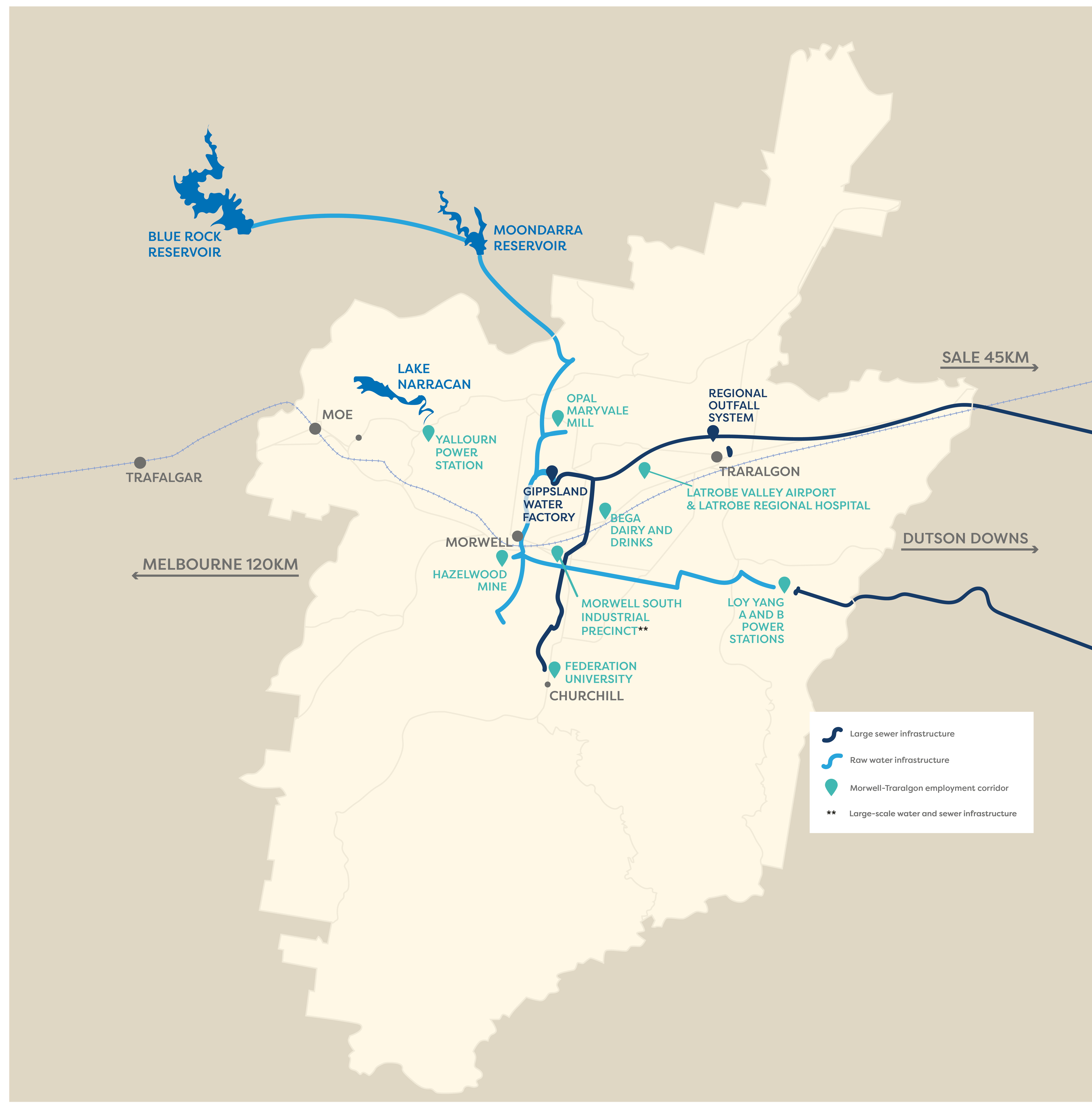 Latrobe Valley's key industrial zones.