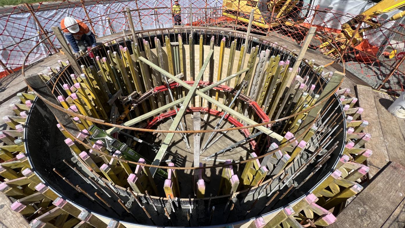 The well at Dawson Street pump station from above