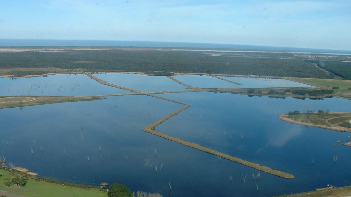 Aerial shot of one of Dutson Downs lagoons