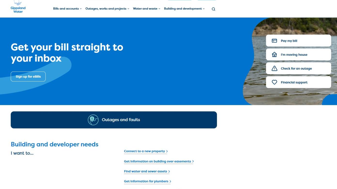Gippsland Water's homepage