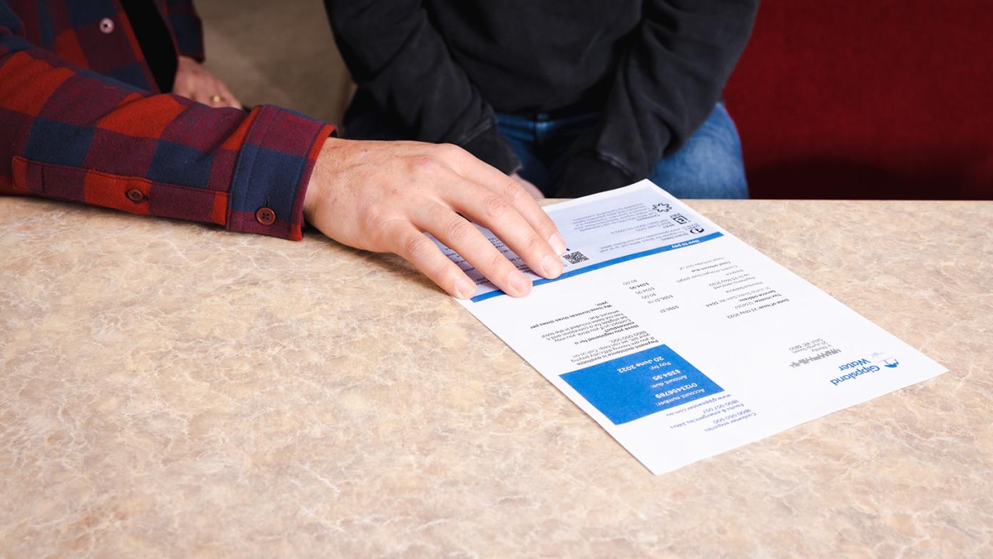 Gippsland Water bill on a table