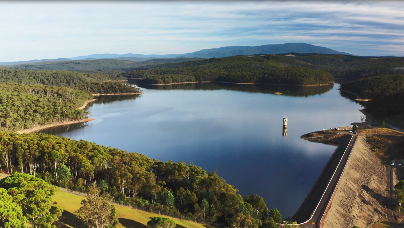 a lake and trees at Moondarra reserve 