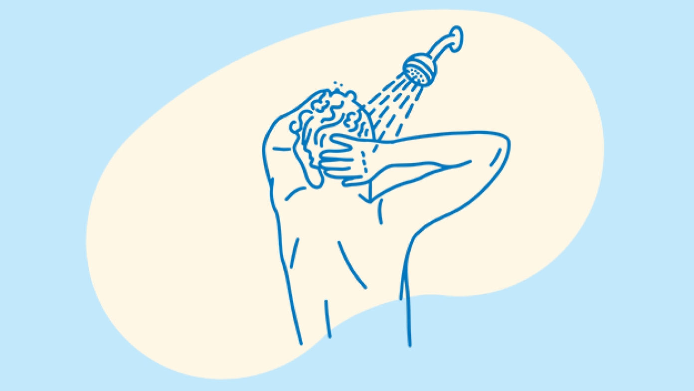 Illustration of a man in the shower