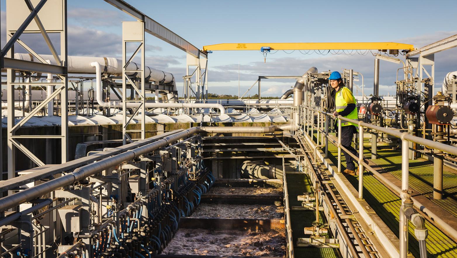 Wastewater being treated at the Gippsland Water Factory