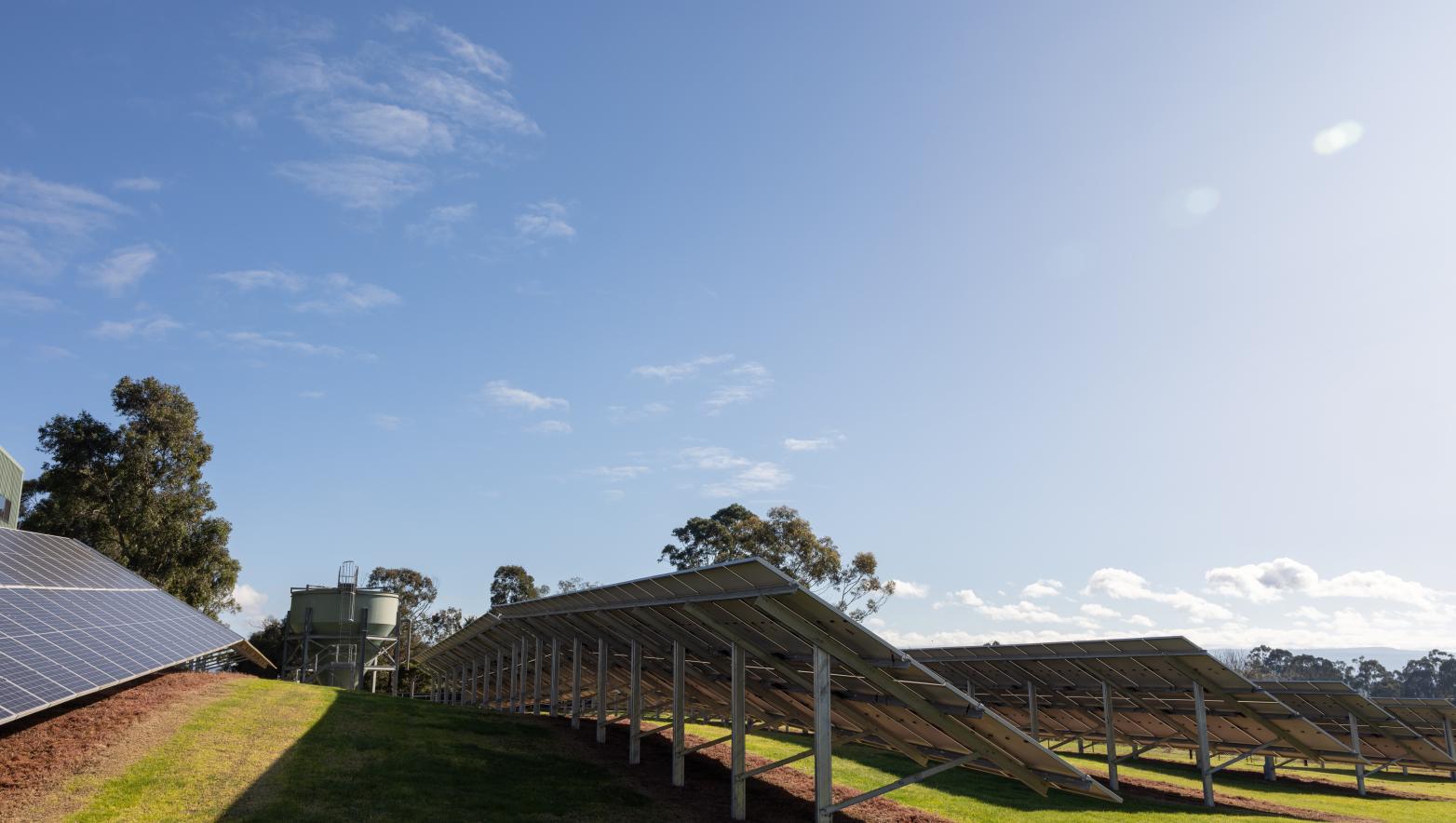 Solar panels in a field