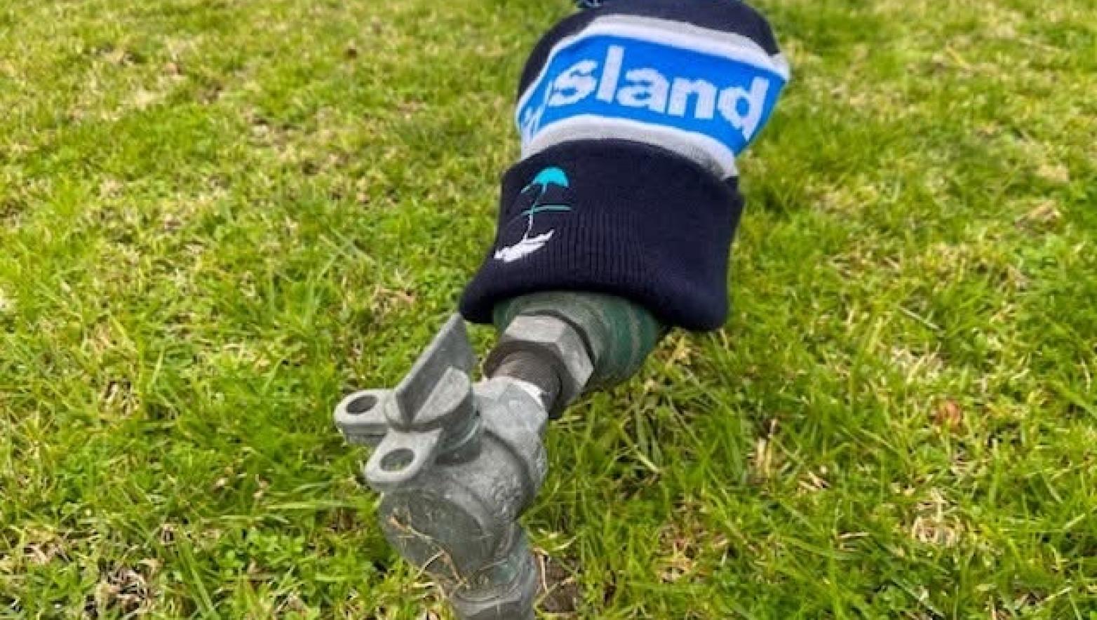 Water meter with beanie covering it